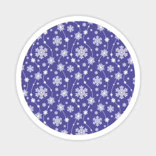 Bright Purple and Winter White Snowflakes Pattern Magnet